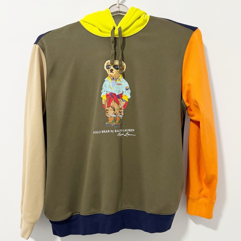 Polo‎ Ralph Lauren Colorblock Hoodie Mens Size XXL Polo Bear Sweatshirt Preppy